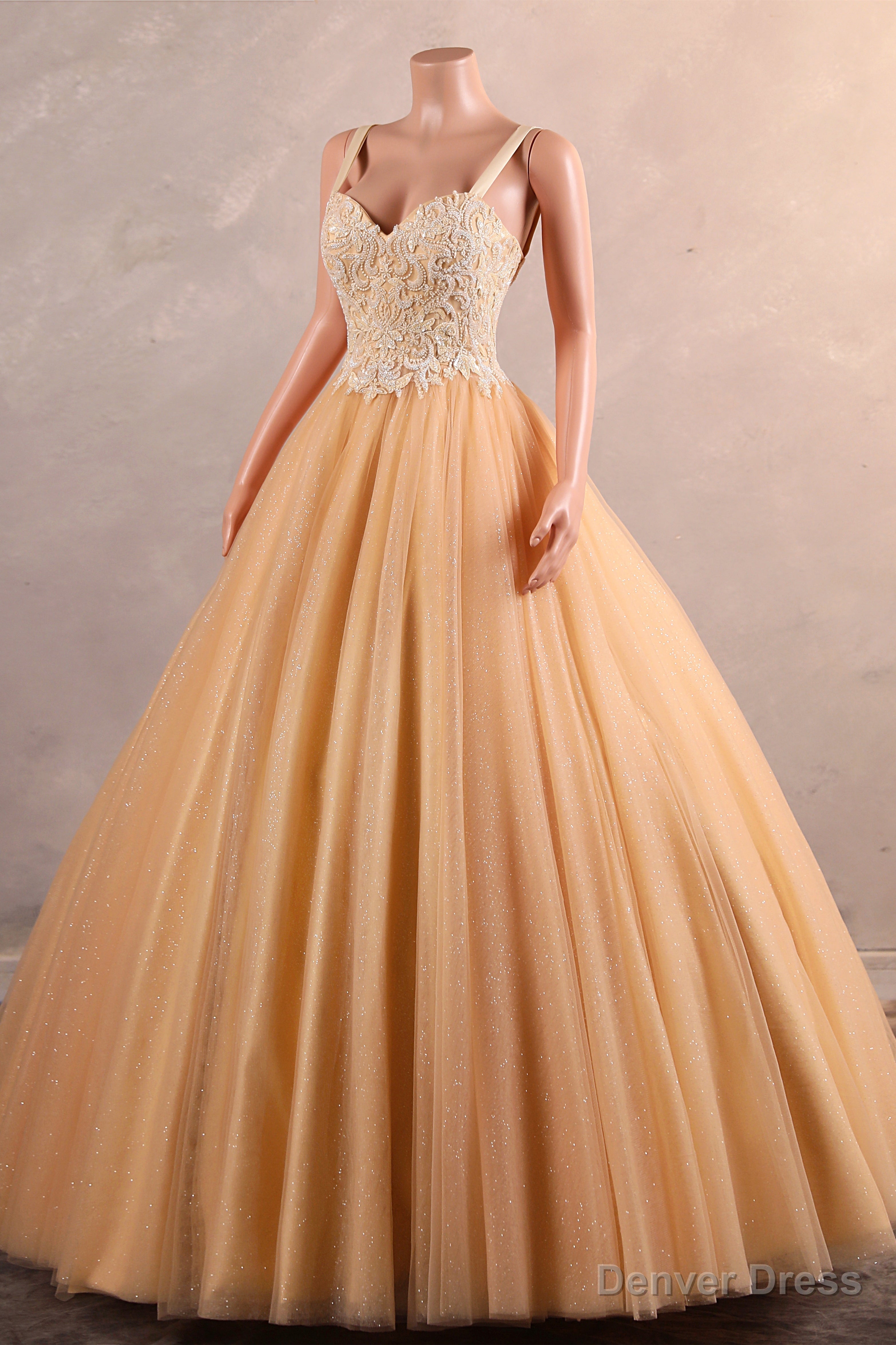 Light Orange Quinceanera Dresses Beaded Appliques A-line Tulle Long Ball Gowns Prom Dresses