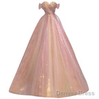 Light Pink And Sequins Sweetheart Long Formal Dress, Pink Evening Party Dress