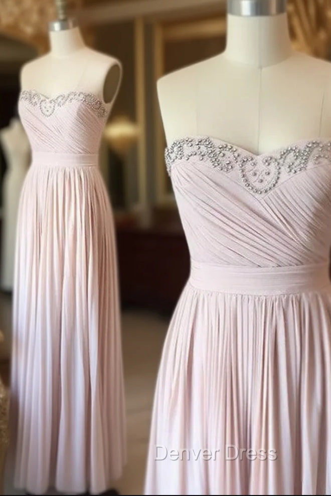 Light Pink Sweetheart Long Prom Dresses, Evening Dresses Main image