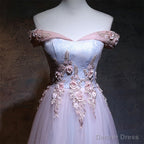 Light Pink Sweetheart Off Shoulder Prom Dress, Long Prom Dresses