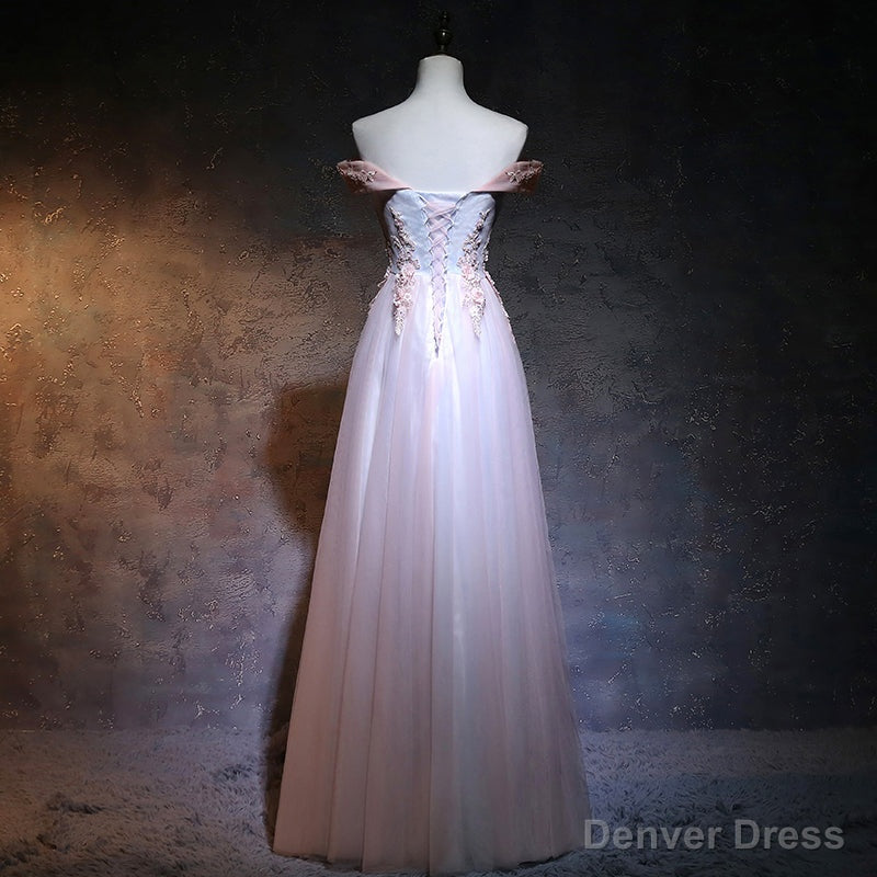 Light Pink Sweetheart Off Shoulder Prom Dress, Long Prom Dresses