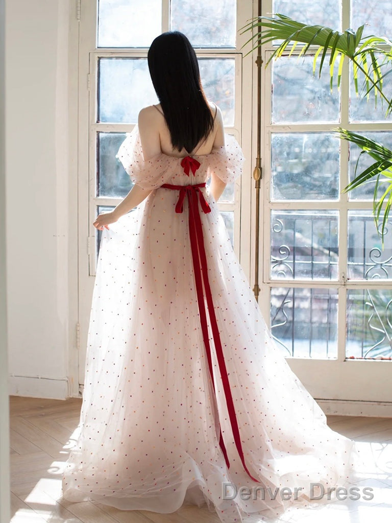 Light Pink Tulle Long Prom Dress, Light Pink A-Line Long Formal Dress Secondary image