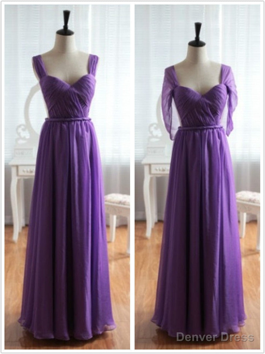 Light Purple Cap Sleeves Long Sleeves Backless Chiffon Prom Dress, Purple Bridesmaid Dresses Main image