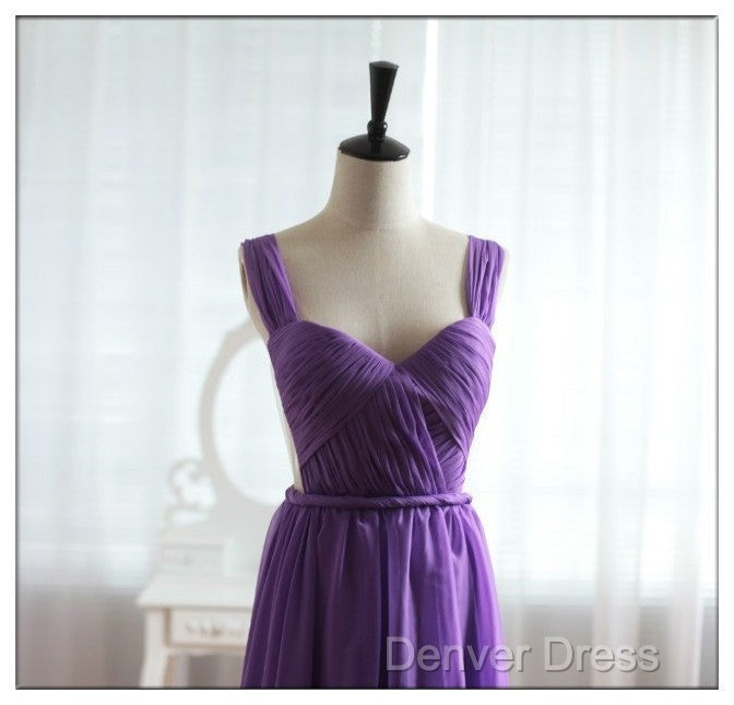 Light Purple Cap Sleeves/Long Sleeves Backless Chiffon Prom Dresses, Purple Bridesmaid Dresses Secondary image