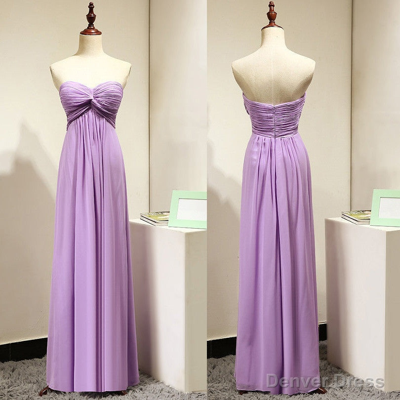 Light Purple Empire Sweetheart Bridesmaid Dress with Ruching, Simple Chiffon Prom Dresses