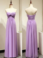 Light Purple Empire Sweetheart Bridesmaid Dress with Ruching, Simple Chiffon Prom Dresses
