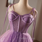 Light Purple Knee Length Straps Prom Dress, Light Purple Homecoming Dresses