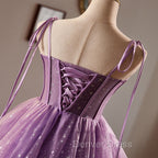 Light Purple Knee Length Straps Prom Dress, Light Purple Homecoming Dresses