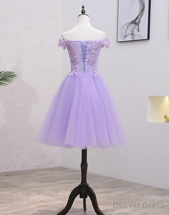 Light Purple Lace And Tulle Off The Shoulder Homecoming Dress Secondary image