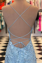 Light Purple Mermaid Long Prom Dresses with Appliques
