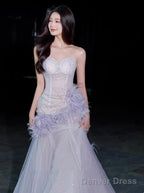 Light Purple Mermaid Sweetheart Neck Tulle Sequin Prom Dress Quinceaa Ball Dress Wedding Dress