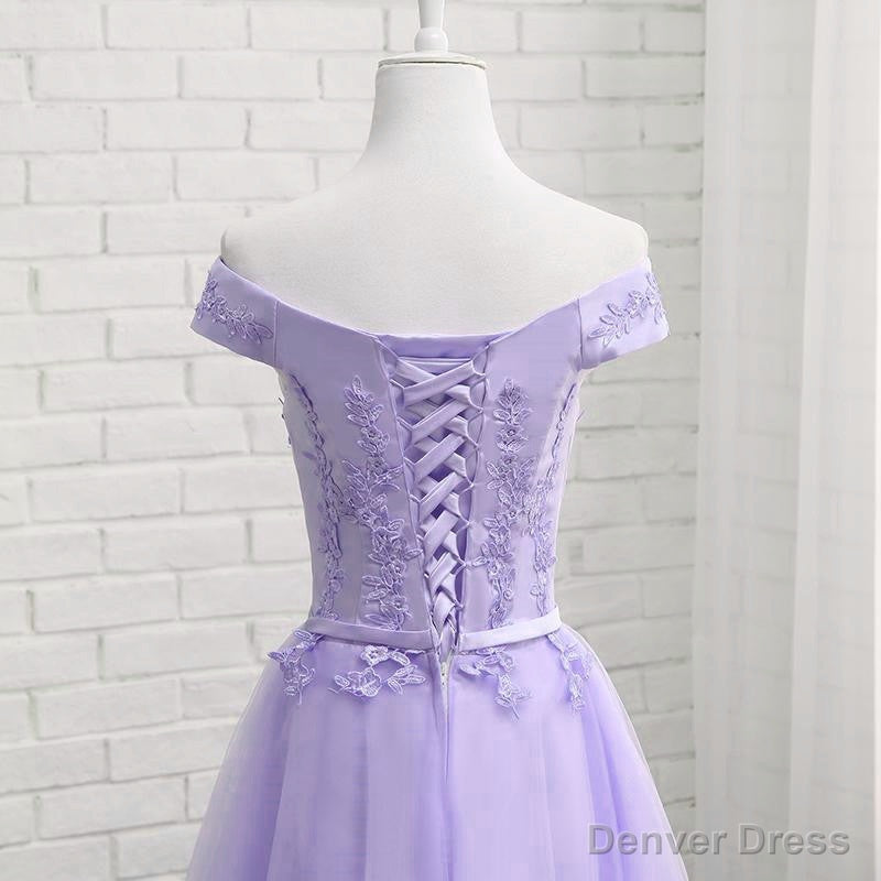 Light Purple Short Bridesmaid Dress , Tulle with Lace New Prom Dresses