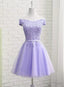 Light Purple Short Bridesmaid Dress , Tulle with Lace New Prom Dresses