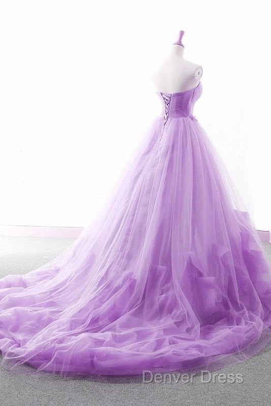 Light Purple Sweetheart Tulle Ball Gowns Princess New Style Prom Dress, Purple Prom Dress