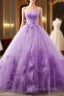 Light Purple Sweetheart Tulle Ball Gowns Princess New Style Prom Dress, Purple Prom Dress