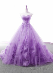 Light Purple Sweetheart Tulle Ball Gown Princess New Style Formal Dress, Purple Party Dress Prom Dress