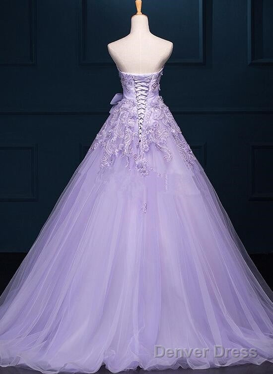 Light Purple Tulle Beaded And Applique Gorgeous Gowns, Sweet 16 Formal Gowns, Party Dresses Secondary image