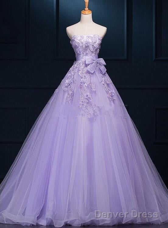 Light Purple Tulle Beaded And Applique Gorgeous Gowns, Sweet 16 Formal Gowns, Party Dresses Main image