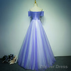 Light Purple Tulle Long Off Shoulder Long Party Dress, Lavender Prom Dress