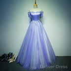 Light Purple Tulle Long Off Shoulder Long Party Dress, Lavender Prom Dress