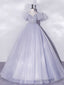 Light Purple Tulle Long Prom Dresses, Purple Tulle Formal Dresses