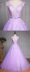 Light Purple Tulle Quinceanera Dress, Long Ball Gown Sweet 16 Dress