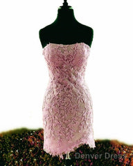 Lilac Lace Strapless Bodycon Homecoming Dress