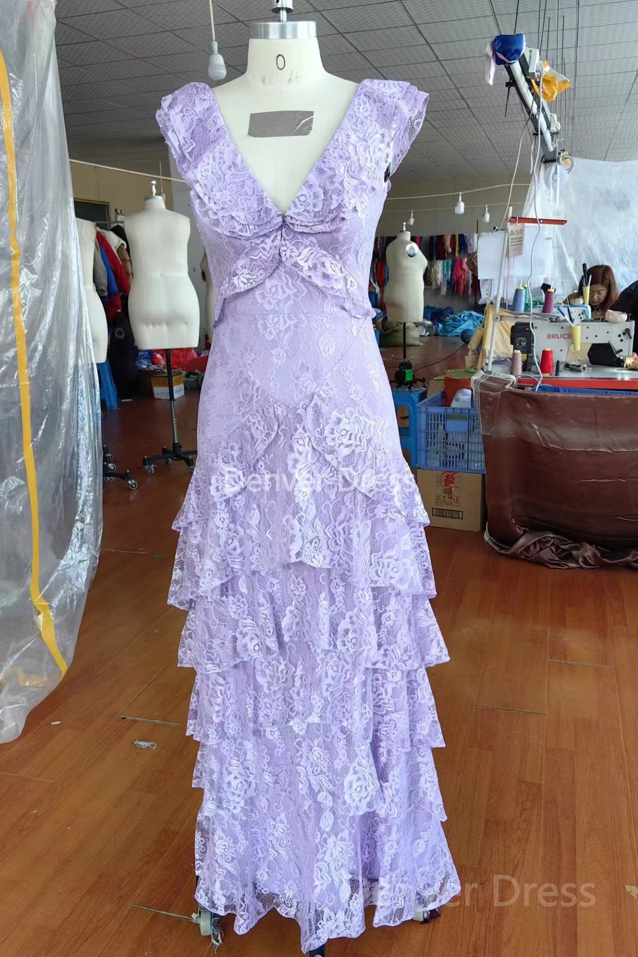 Lilac prom dress Long Evening Gown Lace Party Dress Main image