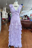 Lilac prom dress Long Evening Gown Lace Party Dress