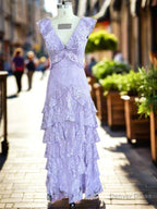 Purple Lace Long Prom Dress Backless Prom Dress Stunning Maxi Dresses