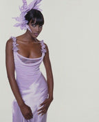Lilac Satin Long Prom Dress Charming Prom Dresses