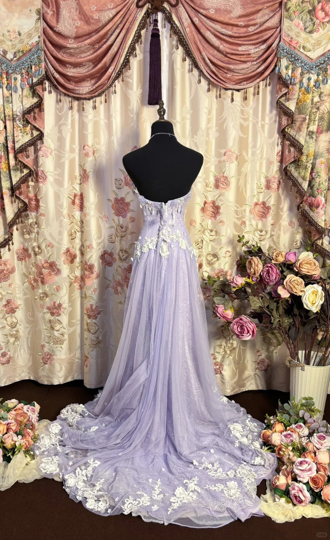 Lilac Strapless Prom Dress Long Prom Dresses
