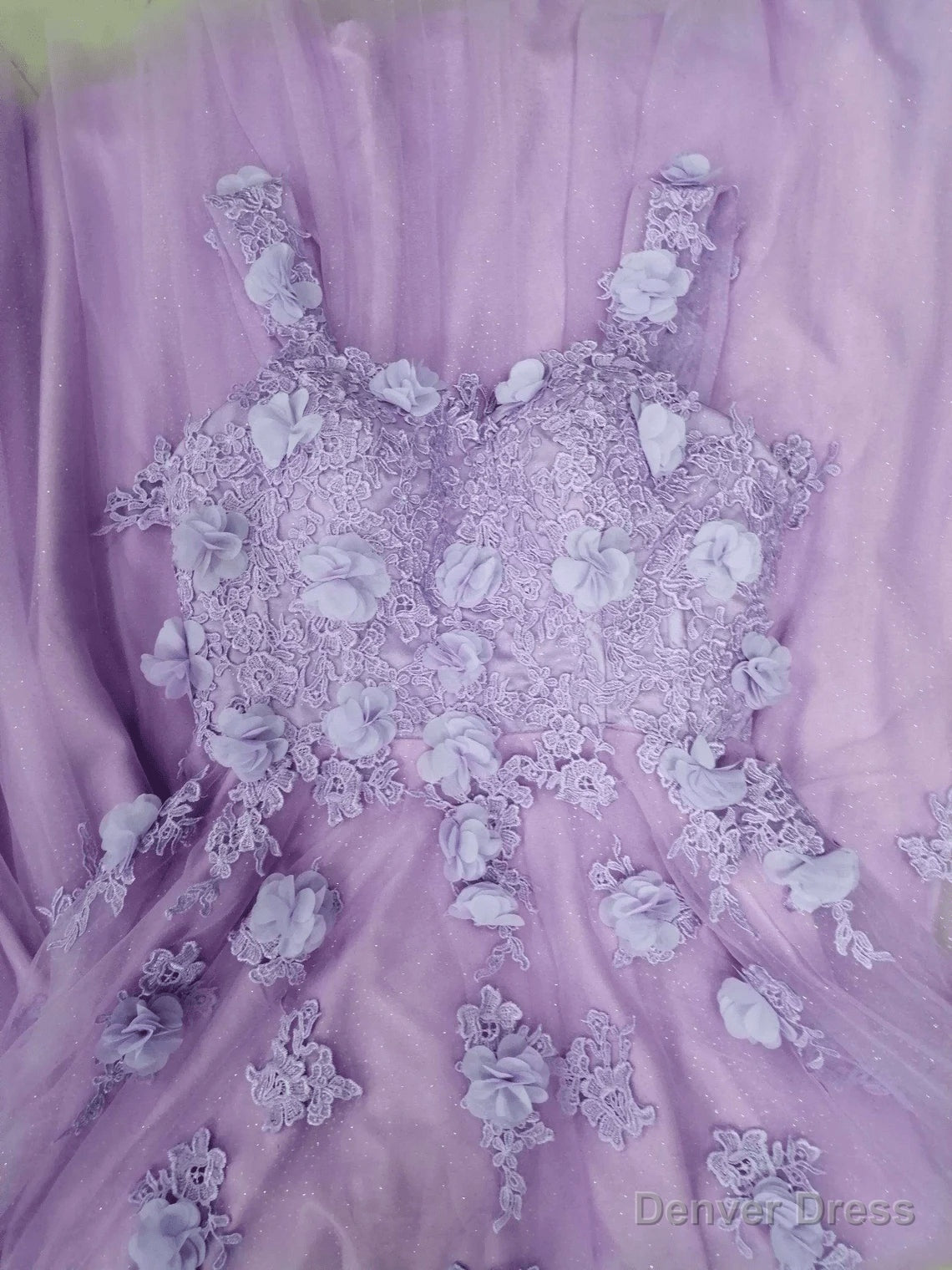 Lilac Sweetheart 3D Flowers Lace Applique Prom Dress Tulle Prom Dress shops Secondary image