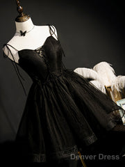 Little Black Hoco Dress Short Homecoming Dresses