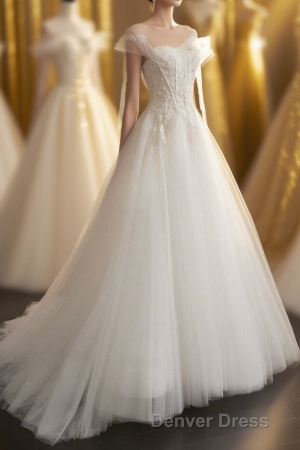 A Line Tulle Lace Long Prom Dress Main image