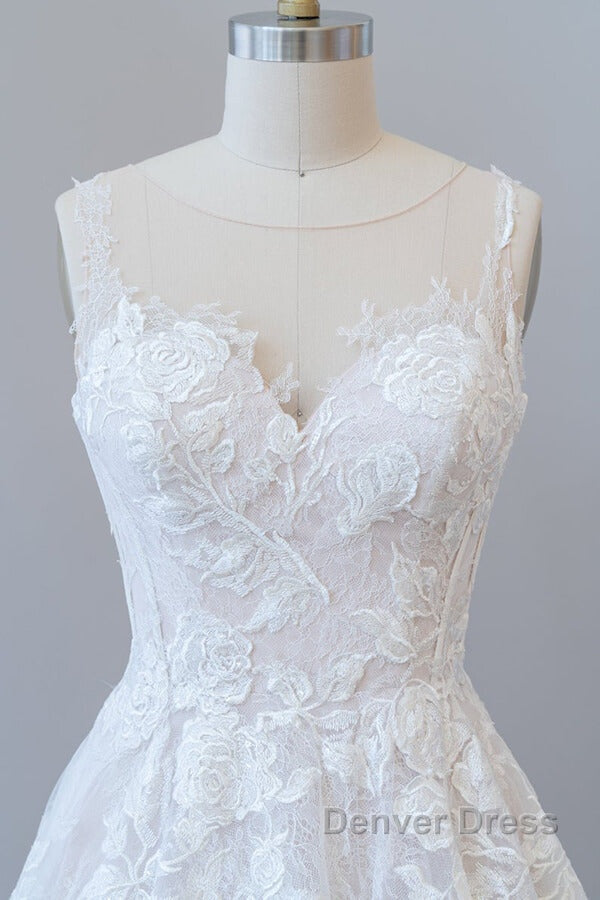 Long A Line Sweetheart Appliques Lace Tulle Wedding Dresses
