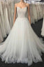 Long A-line Sweetheart Lace Tulle Wedding Dresses