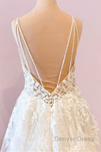 Long A Line Sweetheart Spaghetti Straps Tulle Wedding Dresses