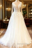 Long A-Line Sweetheart Spaghetti Straps Tulle Wedding Dresses