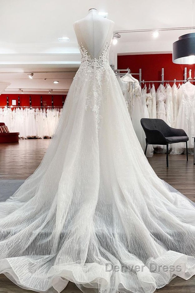 Long A Line Sweetheart Tulle Open Back Wedding Dresses