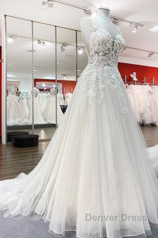Long A Line Sweetheart Tulle Open Back Wedding Dresses