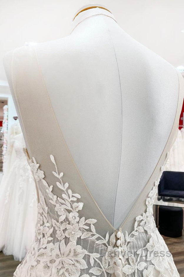 Long A Line Sweetheart Tulle Open Back Wedding Dresses