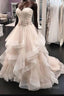 Long A-line Tulle Beaded Waistline Sweetheart Wedding Dresses