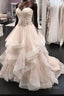 Long A Line Tulle Beaded Waistline Sweetheart Wedding Dresses