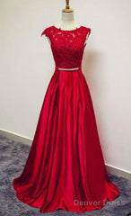 Long Applique Lace Prom Dress,Stain Prom Dress