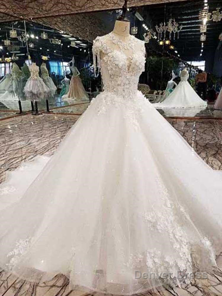 Long Ball Gown Sweetheart Appliques Tulle Wedding Dresses Main image