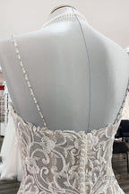 Long Ball Gowns V Neck Spaghetti Straps Tulle Lace Wedding Dresses