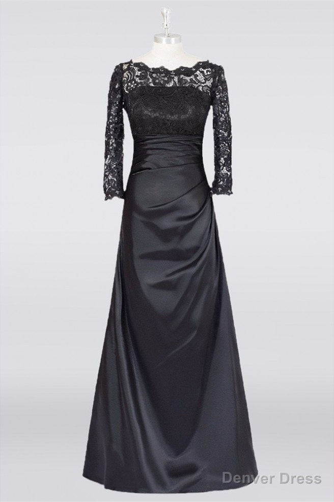 Long Black A Line Mother Of The Bride Dress