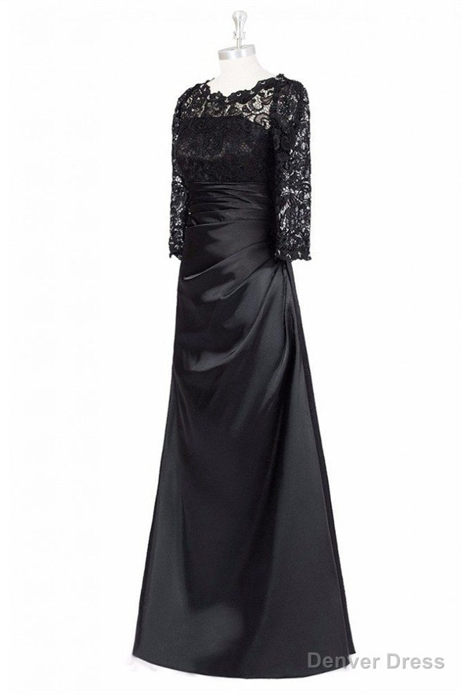 Long Black A Line Mother Of The Bride Dress