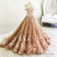 Long Champagne Prom Dress Lace Embroidery Off Shoulder Tulle Ball Gown Wedding Dresses